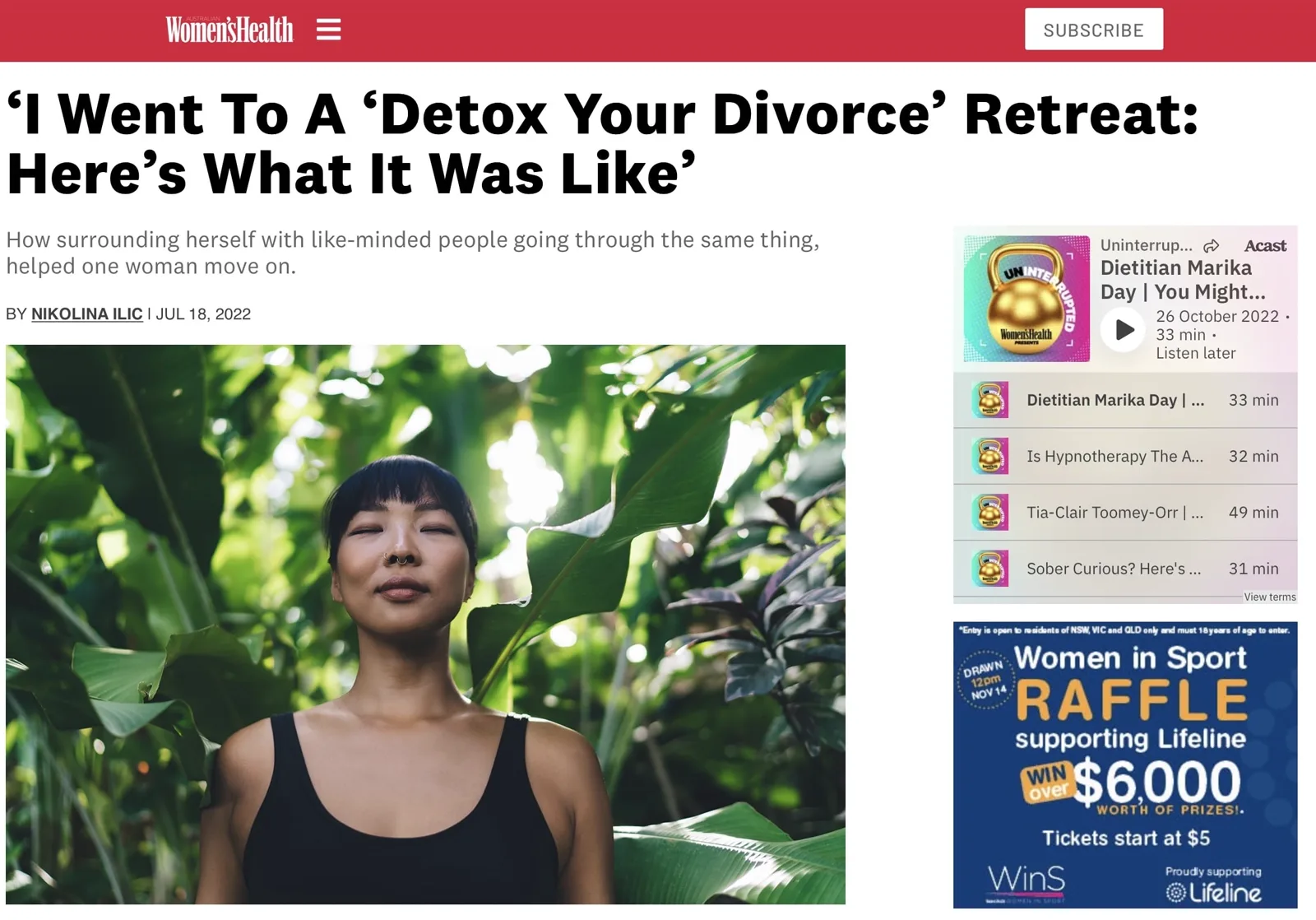 Women's Health feature: ‘I Went To A ‘Detox Your Divorce’ Retreat: Here’s What It Was Like’