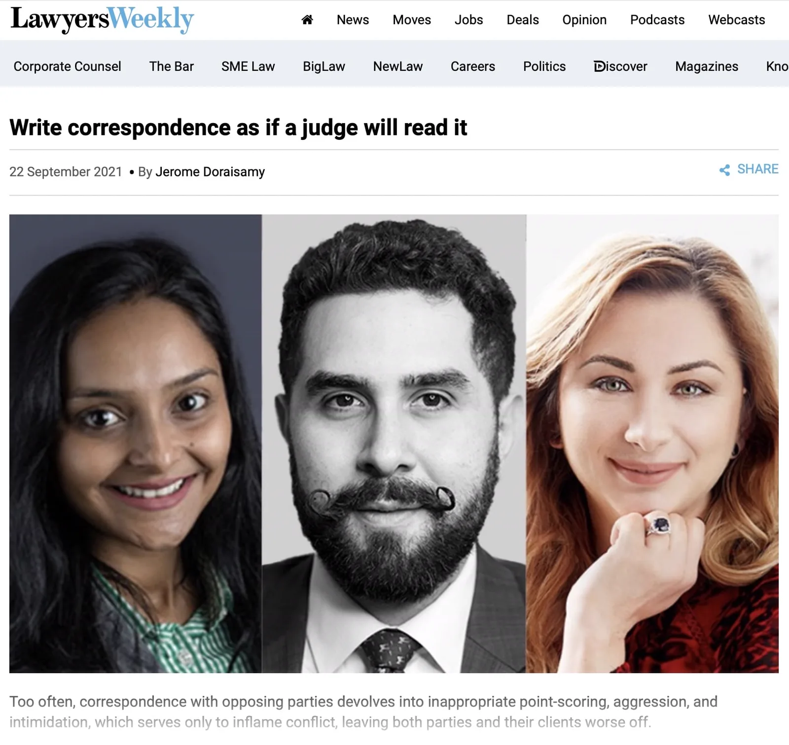 Lawyers Weekly feature: Write correspondence as if a judge will read it