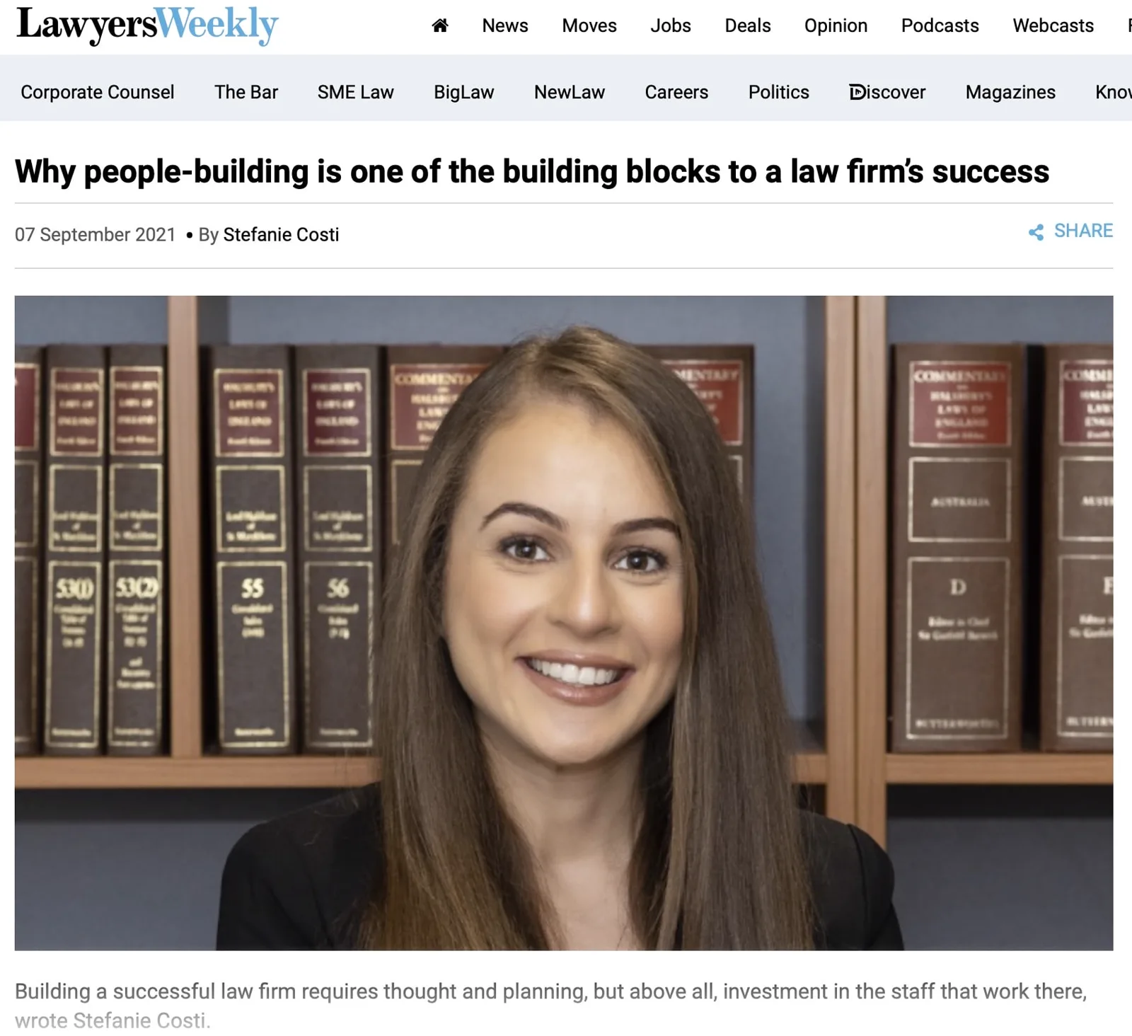Lawyers Weekly feature: Why people-building is one of the building blocks to a law firm’s success