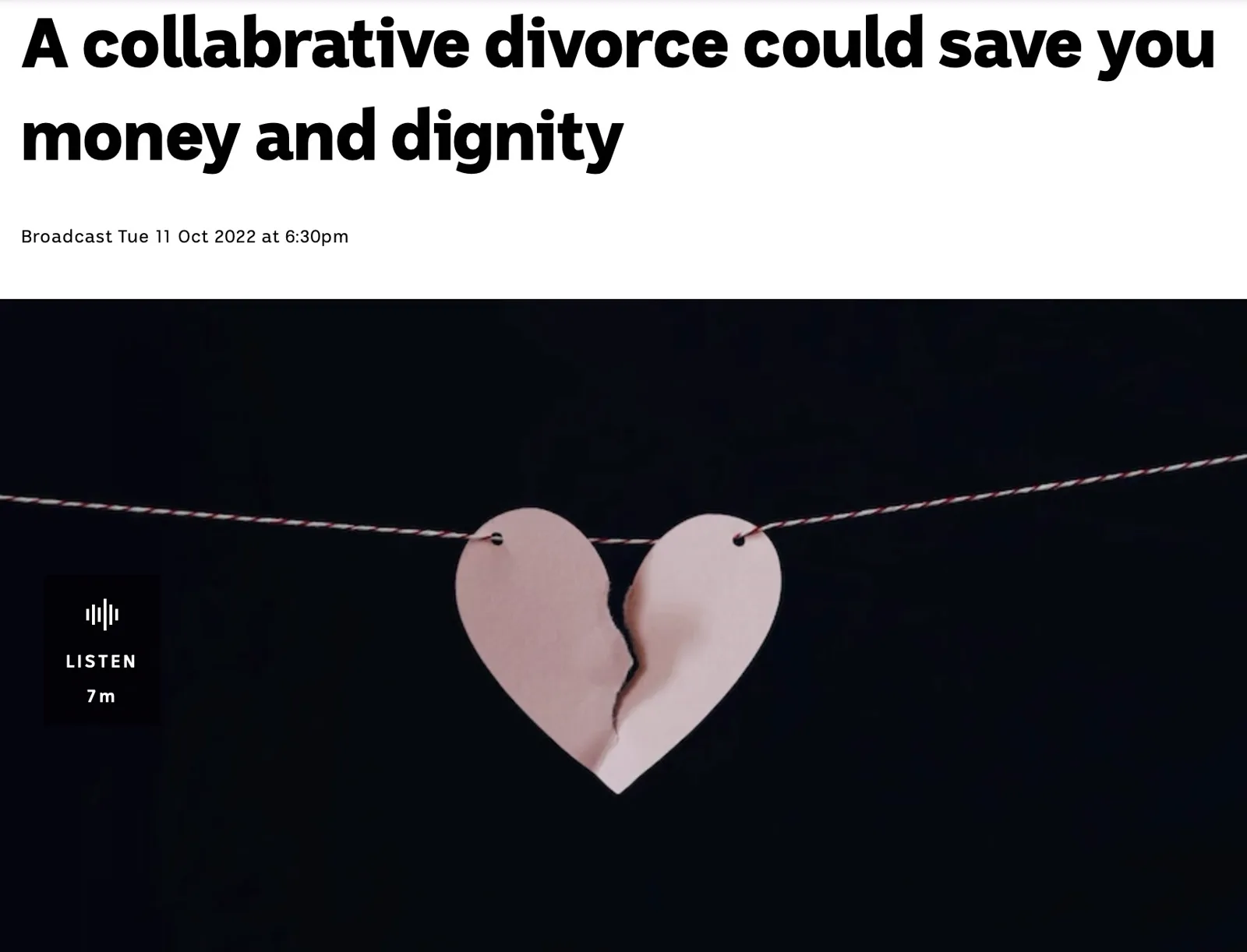 ABC Radio National feature: A collaborative divorce could save you money and dignity- ABC Radio National